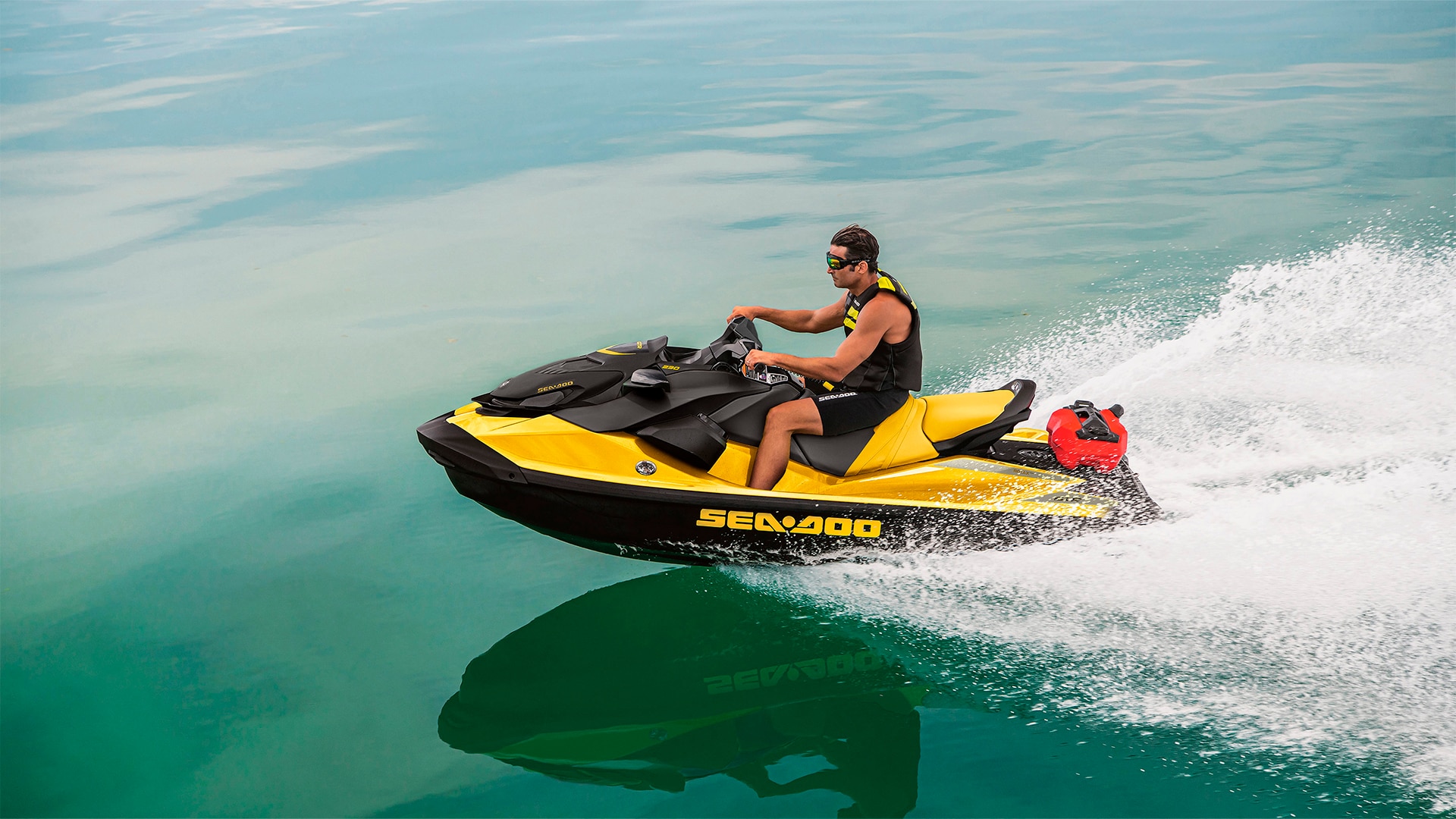Rider driving a Sea-Doo GTR personal watercraft