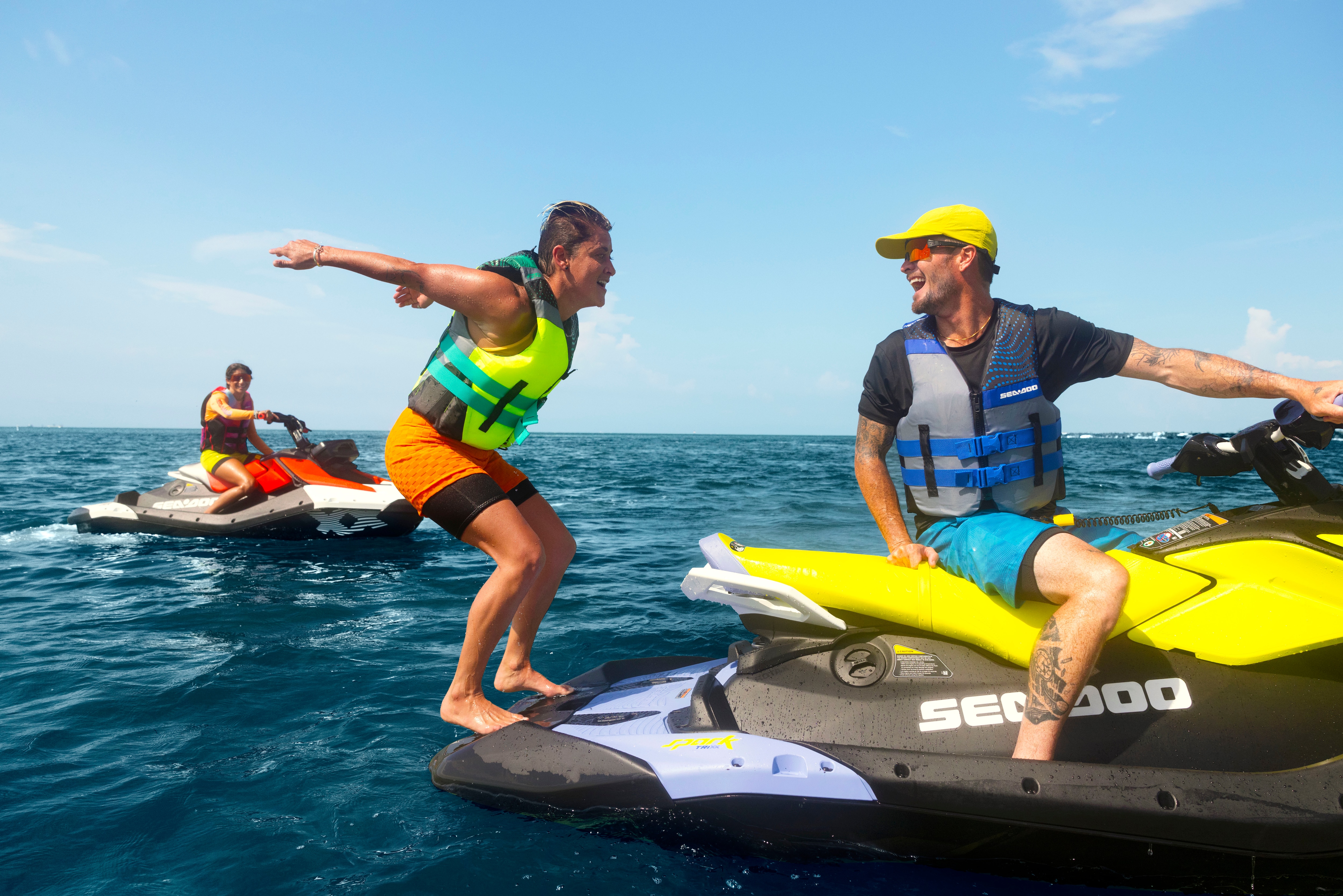 Man about to jump from a Sea-Doo Spark's platform
