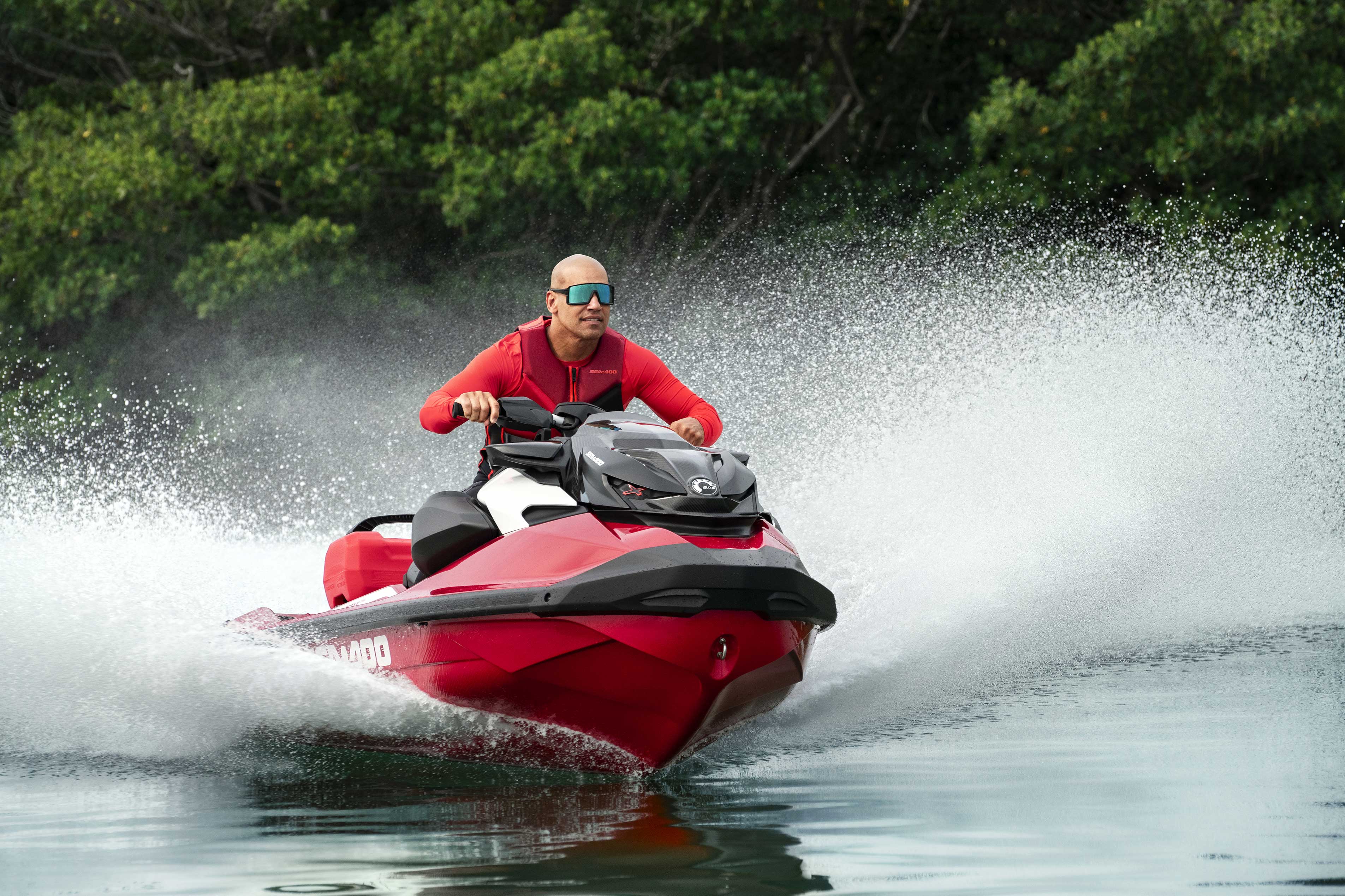 Man driving a 2024 Sea-Doo RXP-X personal watercraft