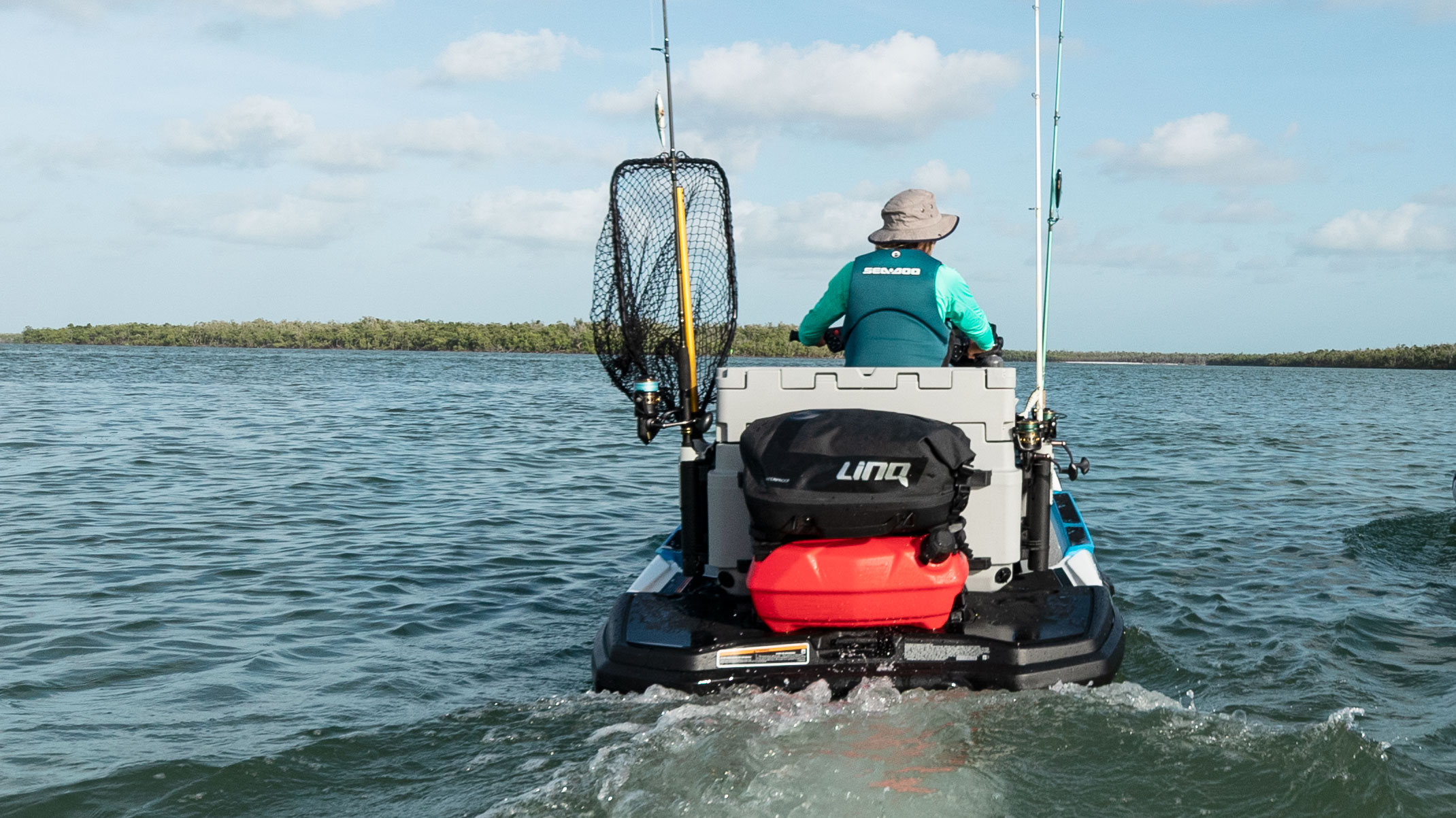 LinQ Accessories on the rear platform of a Sea-Doo FISHPRO
