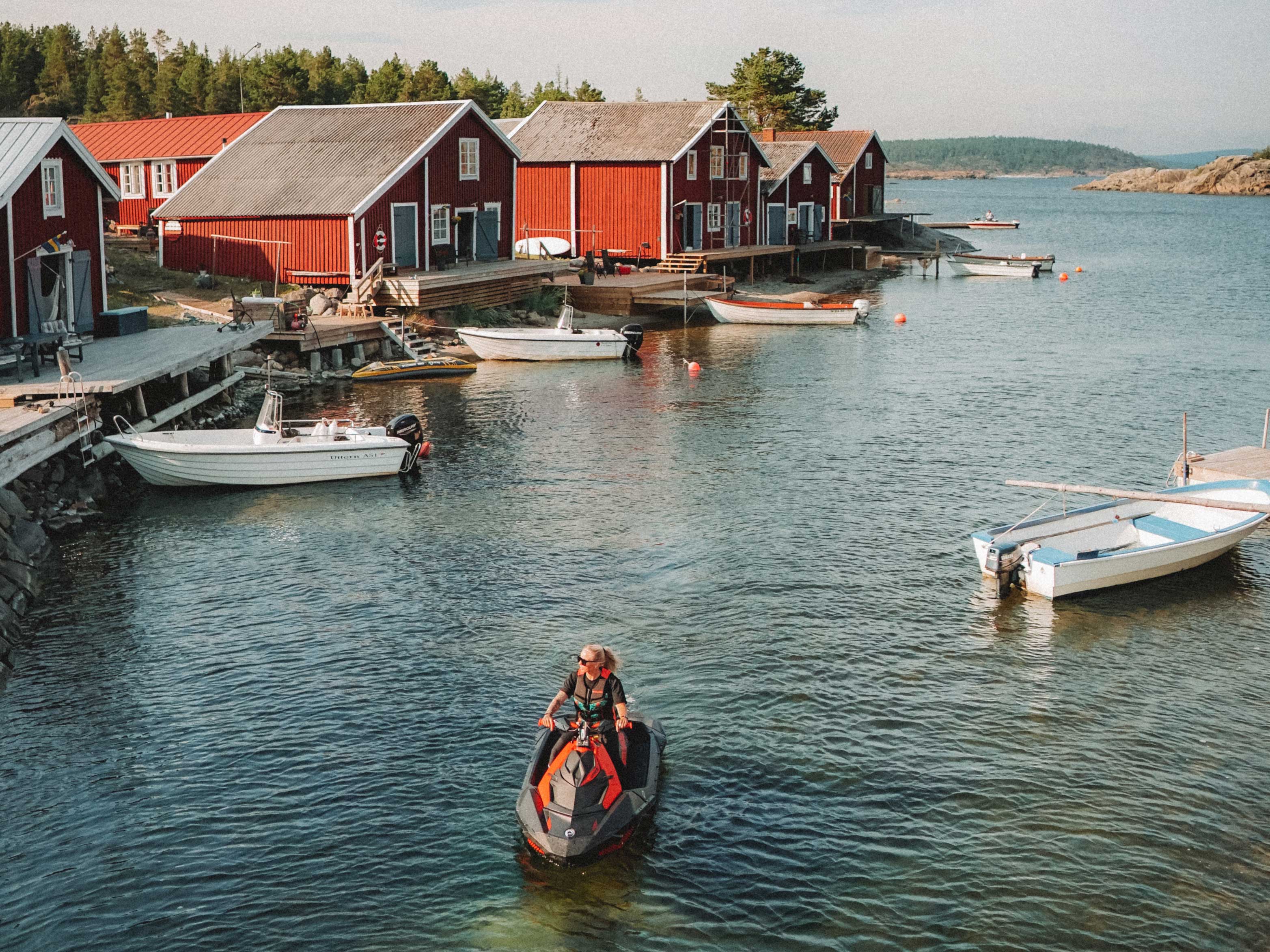 Woman riding Sea-Doo in Sweden