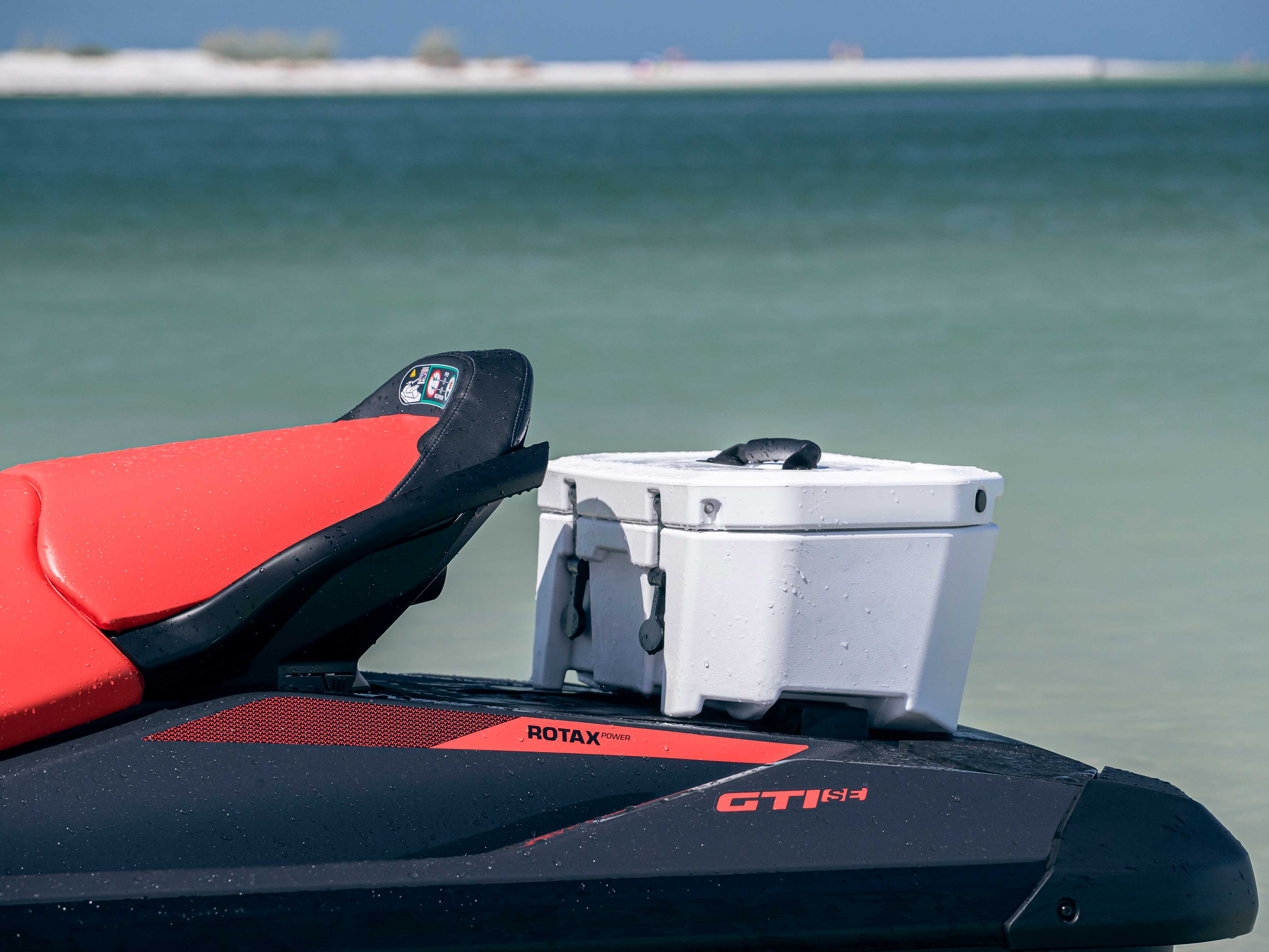 LinQ Cooler on the back of a Sea-Doo GTI on a beach
